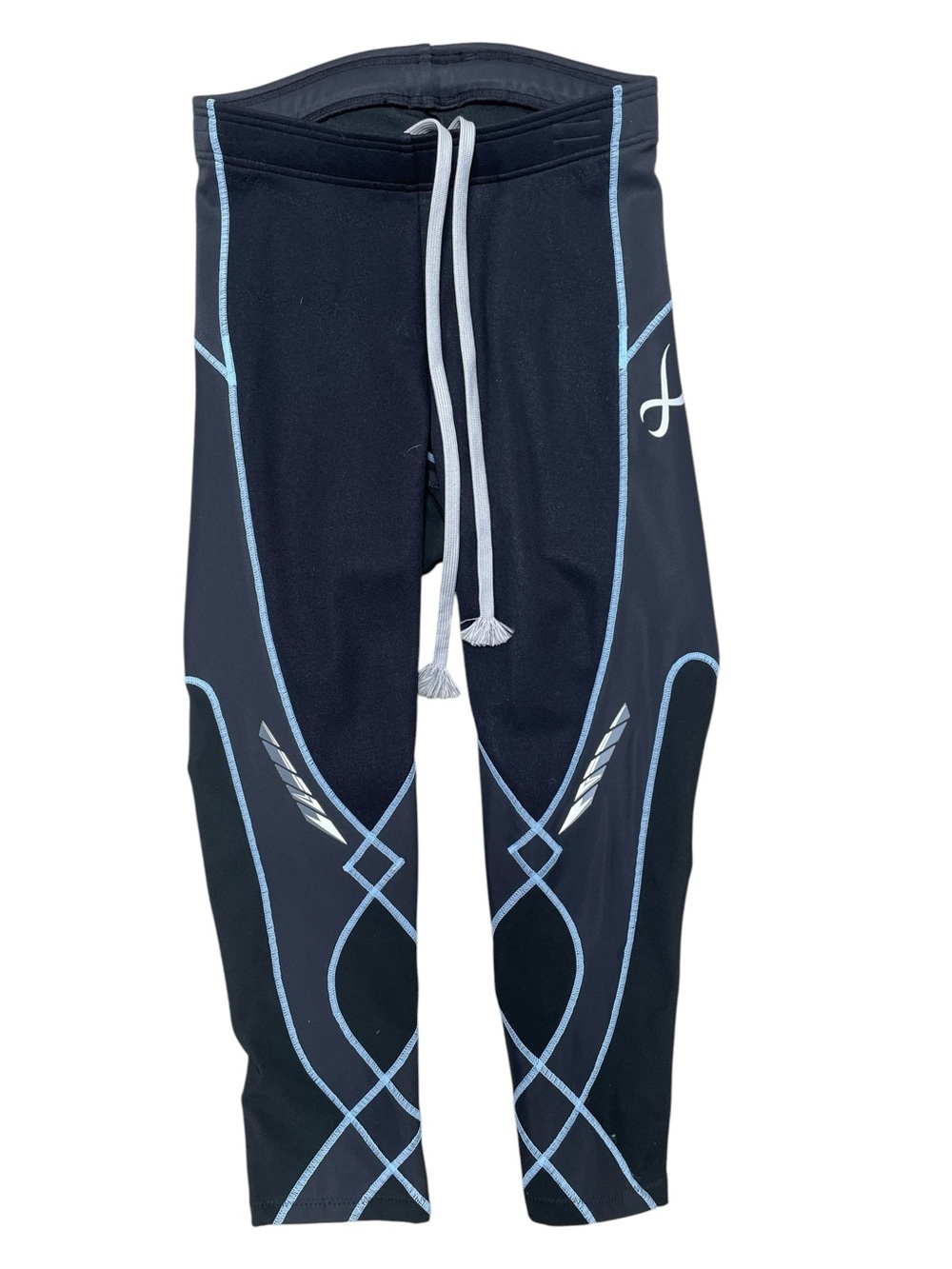 CWX Cycling Stabilyx Black Athletic Insulator Tights Light Blue Trim